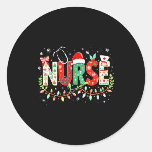 Groovy Er Cna Nurse Winter For Funny Christmas Nur Classic Round Sticker