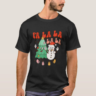 Groovy Fa La La Christmas Cute Santa Hat Xmas Tree T-Shirt
