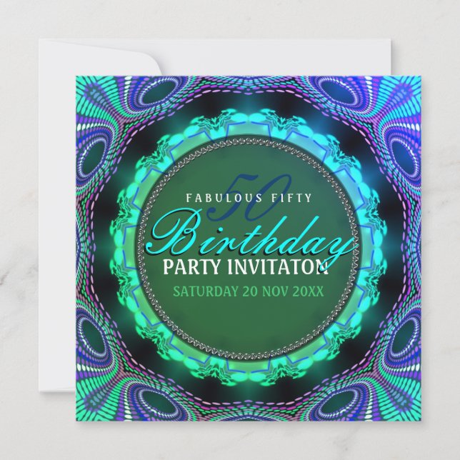 Groovy Fabulous 50 Birthday Party Invitations (Front)