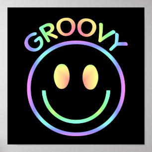 Groovy Face   Retro 70's Poster