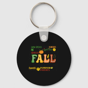 Groovy Fall Thanksgiving Halloween Mens Women Autu Key Ring