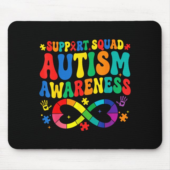 Groovy family support squad autism awareness  mouse pad (Front)