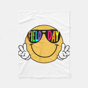 Groovy Field Day Sungles Smile Face Teacher Kids Fleece Blanket