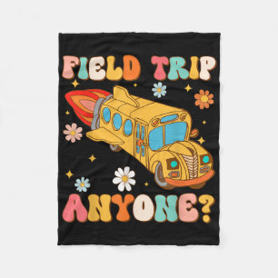 Groovy Field Trip Anyone School Bus Driver Yellow Fleece Blanket