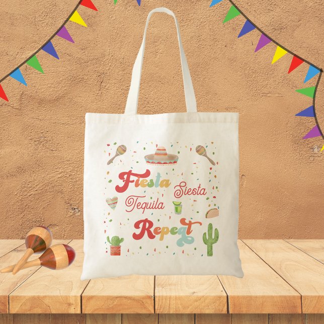 Groovy Fiesta Siesta Tequila Repeat Bachelorette   Tote Bag (Creator Uploaded)