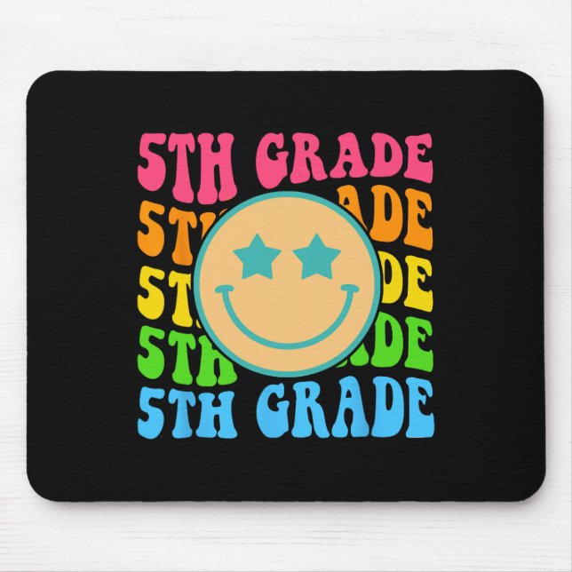 Groovy Fifth Grade Vibes Face Retro Teachers Back  Mouse Pad (Front)