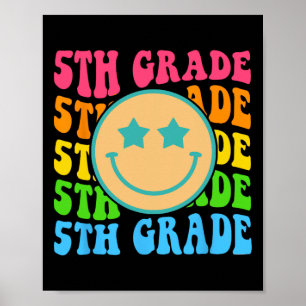 Groovy Fifth Grade Vibes Face Retro Teachers Back  Poster