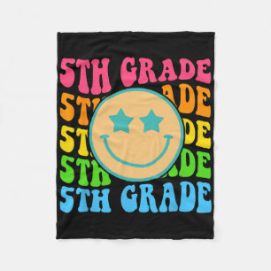 Groovy Fifth Grade Vibes Face Retro Teachers Byck  Fleece Blanket