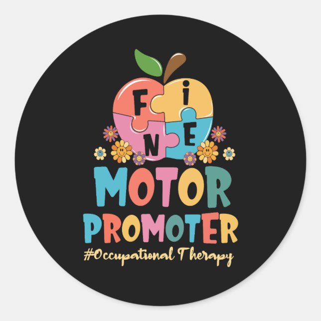 Groovy Fine Motor Promoter Occupational Therapy OT Classic Round Sticker (Front)