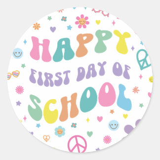 Groovy First day of School Stickers