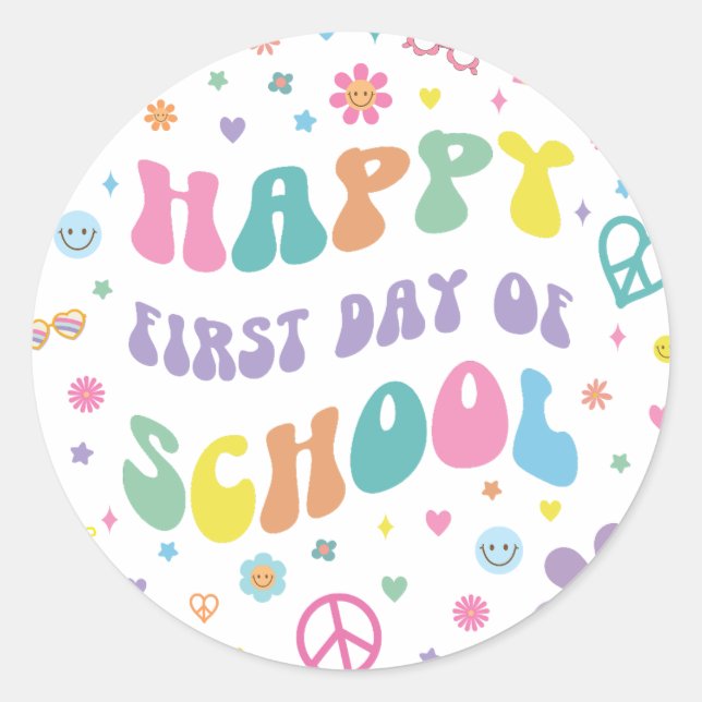 Groovy First day of School Stickers (Front)