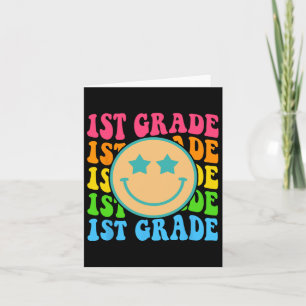 Groovy First Grade Vibes Face Retro Teachers Byck Card