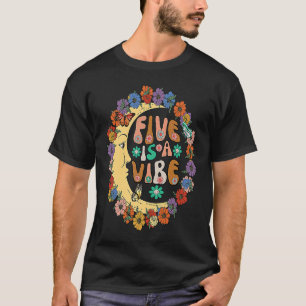 Groovy Five is a Vibe 5th Birthday Crescent Moon A T-Shirt