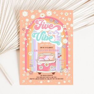 Groovy FIVE is a Vibe Daisy 5th Birthday Invitation