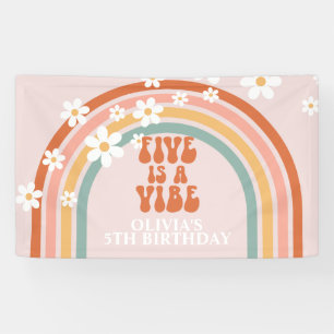 Groovy Five is a Vibe Rainbow Daisy Birthday Banner