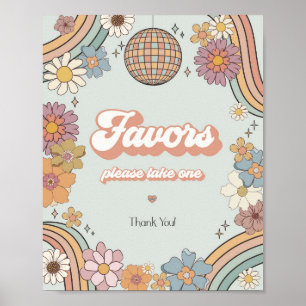 groovy floral 70s theme retro favours party sign