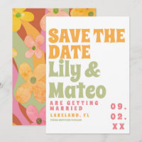 Groovy Floral 80s Retro Vintage Save the Date