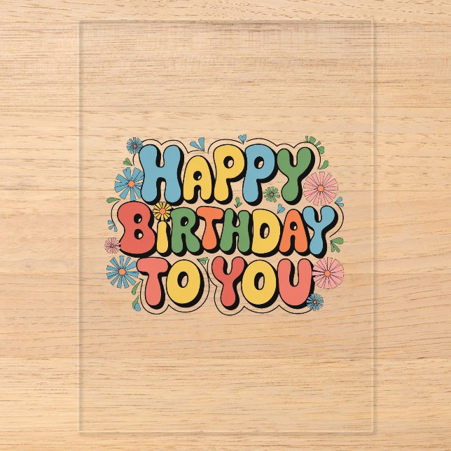 Groovy Floral Birthday Acrylic Invitations (Front)