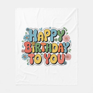 Groovy Floral Birthday Fleece Blanket