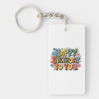Groovy Floral Birthday Key Ring