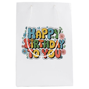 Groovy Floral Birthday Medium Gift Bag