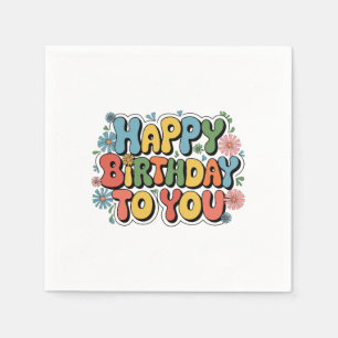 Groovy Floral Birthday Napkin