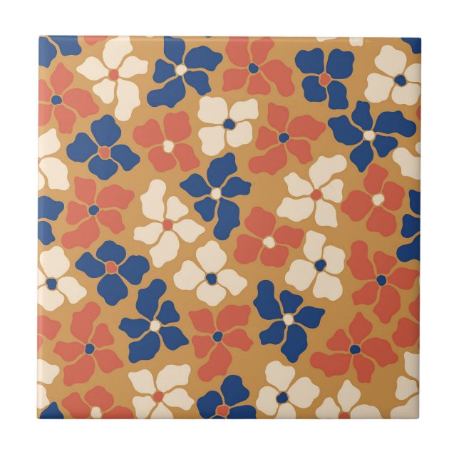 Groovy Floral Ceramic Tile (Front)