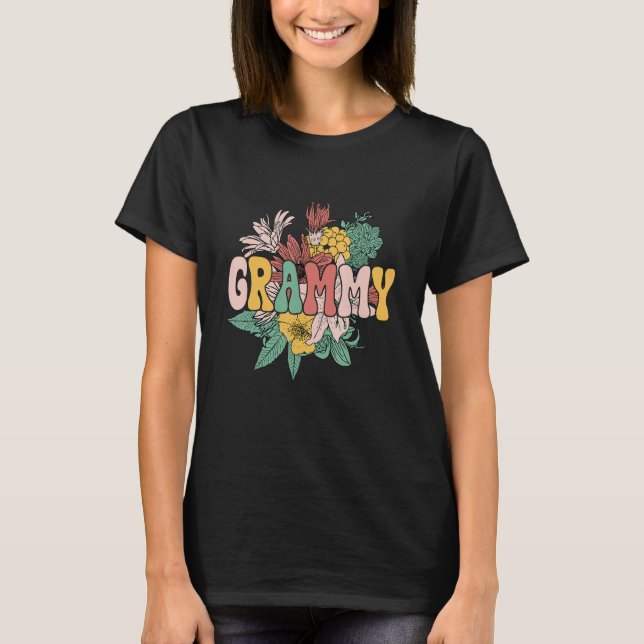 Groovy Floral Grammy Matching Family  Mothers Day T-Shirt (Front)
