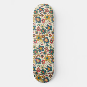 groovy floral pattern skateboard