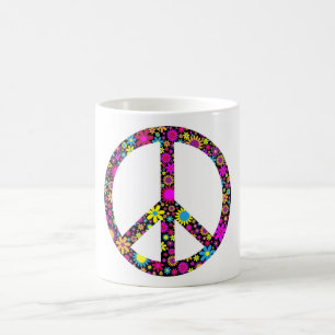 GROOVY FLORAL PEACE SIGN COFFEE MUG