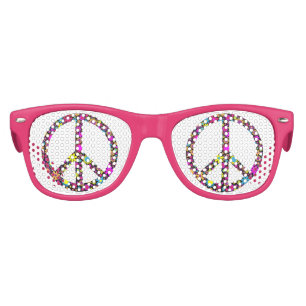 GROOVY FLORAL PEACE SIGN KIDS SUNGLASSES