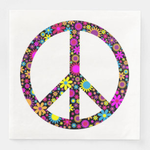 GROOVY FLORAL PEACE SIGN NAPKIN