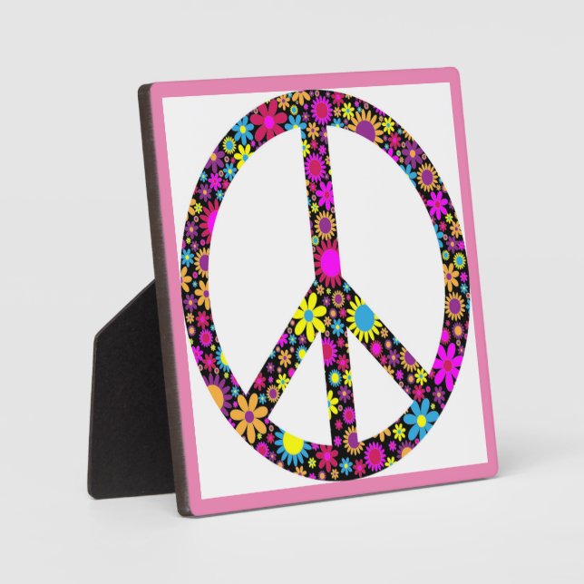 GROOVY FLORAL PEACE SIGN PLAQUE (Front)