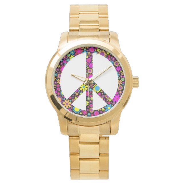 GROOVY FLORAL PEACE SIGN WATCH (Front)