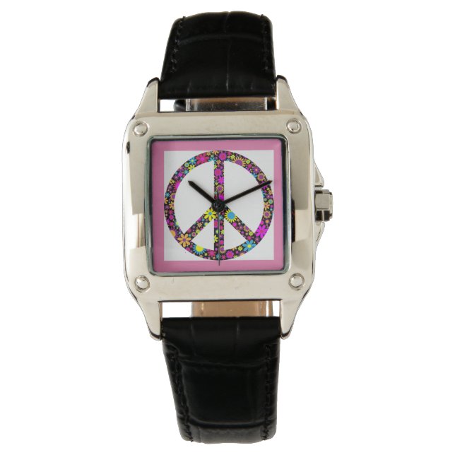 GROOVY FLORAL PEACE SIGN WATCH (Front)