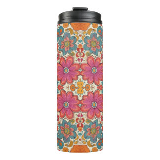 Groovy Floral Power Pattern Thermal Tumbler