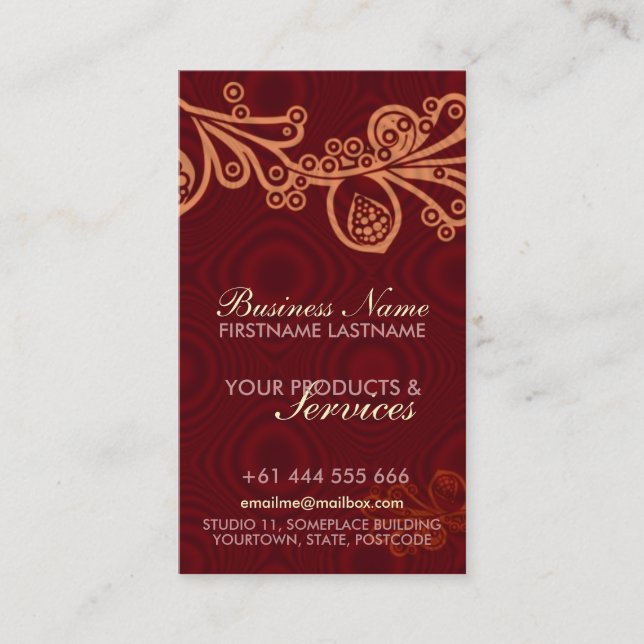 Groovy Floral Vertical Business Card (Front)