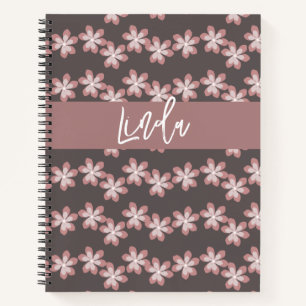 Groovy Florals Muted Pink Name Journal Notebook