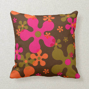 groovy flower 60s 70s pattern pillow
