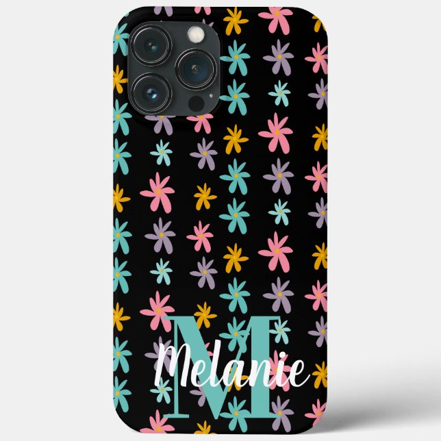 Groovy Flower Black Pattern Name    Case-Mate iPhone Case (Back)