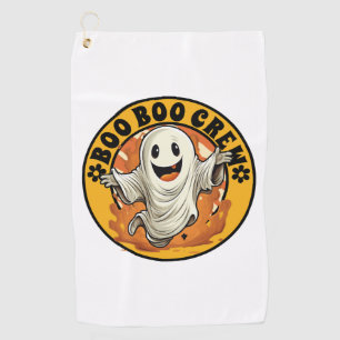 Groovy Flower Boo Boo Crew Halloween Orange Ghost Golf Towel