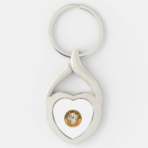 Groovy Flower Boo Boo Crew Halloween Orange Ghost Key Ring
