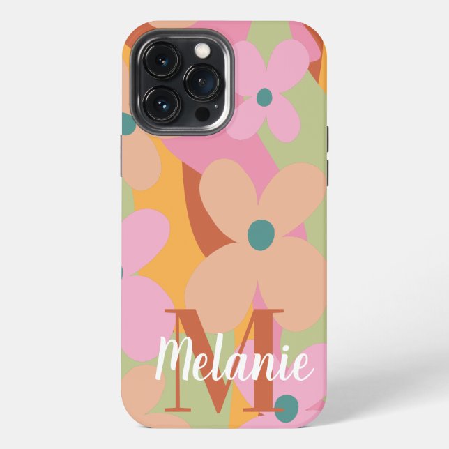 Groovy Flower Colourful Pattern Name  iPhone Case (Back)