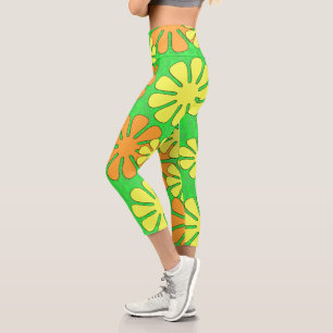 Groovy Flower Design Capri Leggings