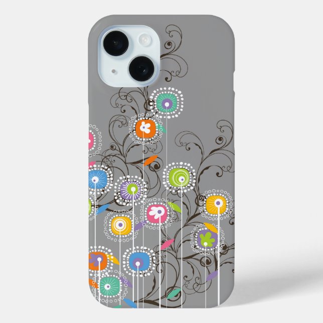 Groovy Flower Garden Colourful Whimsical Floral Ar Case-Mate iPhone Case (Back)