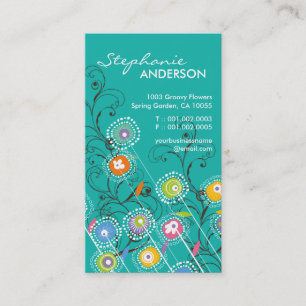 Groovy Flower Garden Whimsical Colourful Floral Business Card