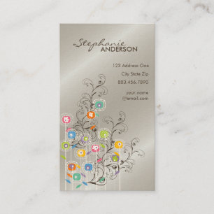 Groovy Flower Garden Whimsical Colourful Floral Business Card