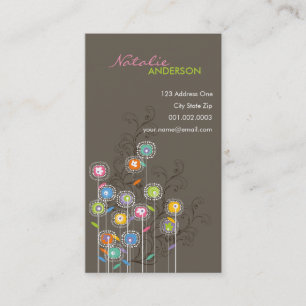 Groovy Flower Garden Whimsical Colourful Floral Business Card
