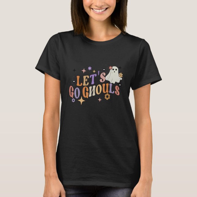Groovy Flower  Ghouls Halloween Cute Ghost Spider  T-Shirt (Front)