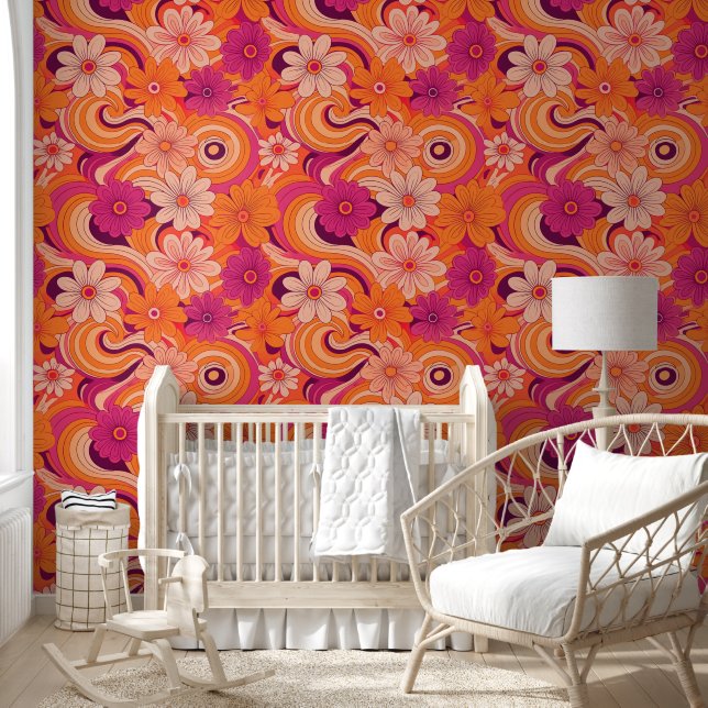 Groovy flower pattern wallpaper (Kids)